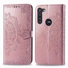 For Moto G8 Power Halfway Mandala Embossing Pattern Horizontal Flip PU Leather Case with Holder & Card Slots & Wallet & Photo Frame & Lanyard(Rose Gold) - 1