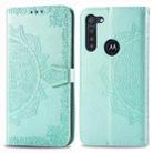 For Moto G8 Power Halfway Mandala Embossing Pattern Horizontal Flip PU Leather Case with Holder & Card Slots & Wallet & Photo Frame & Lanyard(Green) - 1