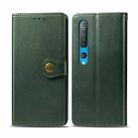 For Xiaomi Mi 10 Pro Retro Solid Color Leather Buckle Phone Case with Photo Frame & Card Slot & Wallet & Bracket Function(Green) - 1