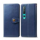 For Xiaomi Mi 10 Pro Retro Solid Color Leather Buckle Phone Case with Photo Frame & Card Slot & Wallet & Bracket Function(Blue) - 1