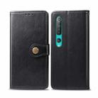 For Xiaomi Mi 10 Pro Retro Solid Color Leather Buckle Phone Case with Photo Frame & Card Slot & Wallet & Bracket Function(Black) - 1