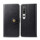 For Xiaomi Mi 10 Retro Solid Color Leather Buckle Phone Case with Photo Frame & Card Slot & Wallet & Bracket Function(Black) - 1