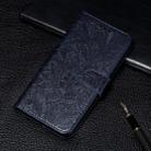 For LG K40S Lace Flower Embossing Pattern Horizontal Flip Leather Case with Holder & Card Slots & Wallet & Photo Frame & Lanyard(Dark Blue) - 1