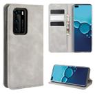 For Huawei P40 Retro-skin Business Magnetic Suction Leather Case with Holder & Card Slots & Wallet(Grey) - 1