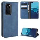 For Huawei P40 Retro-skin Business Magnetic Suction Leather Case with Holder & Card Slots & Wallet(Dark Blue) - 1