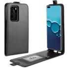 For Huawei P40 R64 Texture Single Vertical Flip PU Leather Case with Card Slots & Photo Frame(Black) - 1