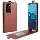 For Huawei P40 R64 Texture Single Vertical Flip PU Leather Case with Card Slots & Photo Frame(Brown) - 1