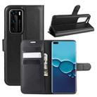 For Huawei P40 Litchi Texture Horizontal Flip Protective Case with Holder & Card Slots & Wallet(Black) - 1