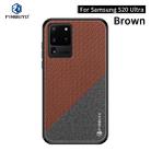 For Galaxy S20 Ultra PINWUYO Rong Series  Shockproof PC + TPU+ Chemical Fiber Cloth Protective Case(Brown) - 1