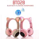 BT028C Cute Cat Ear Bluetooth 5.0 Headphones Foldable On-Ear Stereo Wireless Headset Headphone with Mic / LED Light / FM Radio / TF Card(Blue) - 9