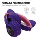 BT028C Cute Cat Ear Bluetooth 5.0 Headphones Foldable On-Ear Stereo Wireless Headset Headphone with Mic / LED Light / FM Radio / TF Card(Blue) - 14