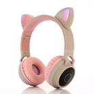BT028C Cute Cat Ear Bluetooth 5.0 Headphones Foldable On-Ear Stereo Wireless Headset Headphone with Mic / LED Light / FM Radio / TF Card(Gray) - 1