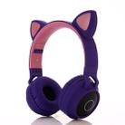 BT028C Cute Cat Ear Bluetooth 5.0 Headphones Foldable On-Ear Stereo Wireless Headset Headphone with Mic / LED Light / FM Radio / TF Card(Purple) - 1