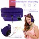 BT028C Cute Cat Ear Bluetooth 5.0 Headphones Foldable On-Ear Stereo Wireless Headset Headphone with Mic / LED Light / FM Radio / TF Card(Purple) - 3
