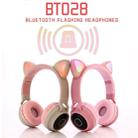 BT028C Cute Cat Ear Bluetooth 5.0 Headphones Foldable On-Ear Stereo Wireless Headset Headphone with Mic / LED Light / FM Radio / TF Card(Purple) - 9