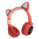 BT028C Cute Cat Ear Bluetooth 5.0 Headphones Foldable Wireless Headphone with Mic (Red) - 1