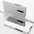 For OnePlus 8 Plated Mirror Horizontal Flip Leather Case with Holder(Silver) - 1