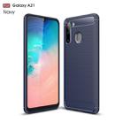 For Galaxy A21 Brushed Texture Carbon Fiber TPU Case(Navy Blue) - 1