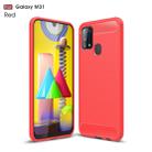 For Galaxy M31 Brushed Texture Carbon Fiber TPU Case(Red) - 1