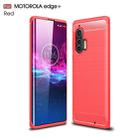 For Motorola Moto Edge Plus Brushed Texture Carbon Fiber TPU Case(Red) - 1