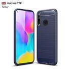 For Huawei Y7p Brushed Texture Carbon Fiber TPU Case(Navy Blue) - 1