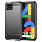 For Google Pixel 4a Brushed Texture Carbon Fiber Shockproof TPU Case(Black) - 1