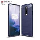 For OnePlus 8 Brushed Texture Carbon Fiber Shockproof TPU Case(Navy Blue) - 1
