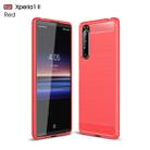 For Sony Xperia 1 II Brushed Texture Carbon Fiber Shockproof TPU Case(Red) - 1