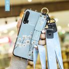 For Huawei Nova 6 Floral Cloth Pattern Shockproof TPU Case with Holder & Wrist Strap & Neck Lanyard(Blue) - 1