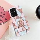 For Huawei P40 Plating Colorful Geometric Pattern Mosaic Marble TPU Mobile Phone Case Rhinestone Stand Ring(Pink PR1) - 1