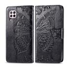 For Huawei Nova 6 SE Butterfly Love Flower Embossed Horizontal Flip Leather Case with Bracket / Card Slot / Wallet / Lanyard(Black) - 1