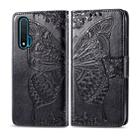 For Huawei Nova 6 Butterfly Love Flower Embossed Horizontal Flip Leather Case with Bracket / Card Slot / Wallet / Lanyard(Black) - 1