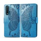 For Huawei Nova 6 Butterfly Love Flower Embossed Horizontal Flip Leather Case with Bracket / Card Slot / Wallet / Lanyard(Blue) - 1