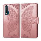 For Huawei Nova 6 Butterfly Love Flower Embossed Horizontal Flip Leather Case with Bracket / Card Slot / Wallet / Lanyard(Rose Gold) - 1