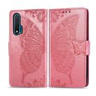 For Huawei Nova 6 Butterfly Love Flower Embossed Horizontal Flip Leather Case with Bracket / Card Slot / Wallet / Lanyard(Pink) - 1