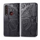 For Moto G8 Plus Butterfly Love Flower Embossed Horizontal Flip Leather Case with Bracket / Card Slot / Wallet / Lanyard(Black) - 1