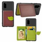 For Galaxy S20 Leaf Buckle Litchi Texture Card Holder PU + TPU Case with Card Slot & Wallet & Holder & Photo Frame(Brown) - 1