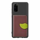 For Galaxy S20 Leaf Buckle Litchi Texture Card Holder PU + TPU Case with Card Slot & Wallet & Holder & Photo Frame(Brown) - 3