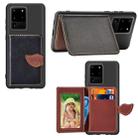 For Galaxy S20 Ultra Leaf Buckle Litchi Texture Card Holder PU + TPU Case with Card Slot & Wallet & Holder & Photo Frame(Black) - 1