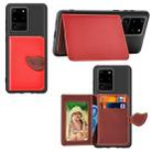 For Galaxy S20 Ultra Leaf Buckle Litchi Texture Card Holder PU + TPU Case with Card Slot & Wallet & Holder & Photo Frame(Red) - 1