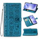For Xiaomi Redmi K30 Cute Cat and Dog Embossed Horizontal Flip PU Leather Case with Holder / Card Slot / Wallet / Lanyard(Blue) - 1