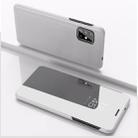 For Galaxy A31 Plated Mirror Horizontal Flip Leather Case with Holder(Silver) - 1