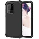 For Galaxy S20 Ultra PC + Silicone Three-piece Shockproof Protection Case(Black) - 1