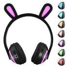 ZW19 LED 7 Colors light Bluetooth Stereo Wireless Headphones Cat Ear Flashing Glowing  Gaming Headset Earphone(Rabbit Girl) - 1