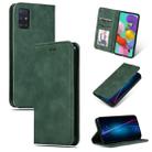 For Galaxy A71 Retro Skin Feel Business Magnetic Horizontal Flip Leather Case(Army Green) - 1