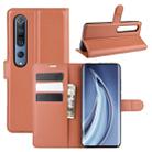 For Xiaomi Mi 10 / Mi 10 Pro Litchi Texture Horizontal Flip Protective Case with Holder & Card Slots & Wallet(Brown) - 1