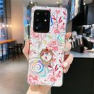 For Galaxy S20 Colorful Laser Flower Series IMD TPU Mobile Phone Case with Ring Rhinestones Holder(Lyre Coral   KC4) - 1