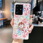 For Galaxy S20 Ultra Colorful Laser Flower Series IMD TPU Mobile Phone Case with Ring Rhinestones Holder(Lyre Coral   KC4) - 1