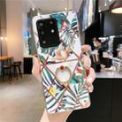 For Galaxy S20 Ultra Plating Geometric Flower Series IMD TPU Mobile Phone Case with Ring Rhinestones Holder(Green) - 1