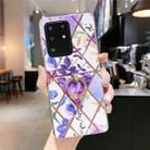 For Galaxy S20 Plating Geometric Flower Series IMD TPU Mobile Phone Case with Ring Rhinestones Holder(Purple) - 1